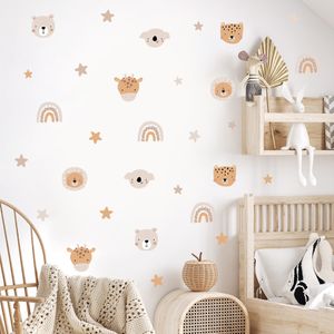 Boho Cartoon Cute Rainbow Bear Animals Star Nursery Wall Decals Art Affischer Gifts Kids Room Girls Bedroom Sticker Home Decor