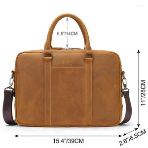 Briefcases Men Real Cow Leather Bag Business Totes Office Handbag Male Genuine 14 Inch Laptop Computer Bags For Document
