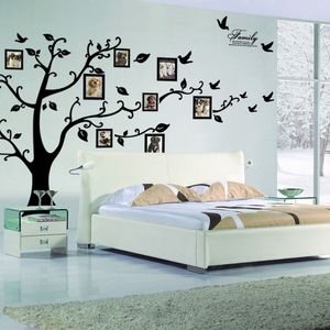 Duży 250*180 cm/99*71 cala Czarna 3D DIY Photo Tree PVC Nakcia ścienne/kleje rodzinne naklejki ścienne Mural Art Decor Decor Darmowa wysyłka