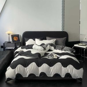 Bedding sets Black and White Plaid Duvet Cover Set King Geometric Comforter Cover F Nordic Style Grid Pattern Bedding Luxury Soft Breathable Z0612