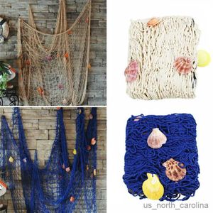 Garden Decorations Fishing Net Wall Hanging The Mediterranean Sea Style Beach Party Shells Vintage Household/Garden Decoration Supplies R230613