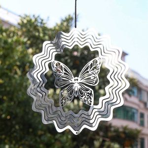 Decorações de jardim borboleta pendurado decoração espelho vento girando sinos peças peças decoração do jardim fazenda