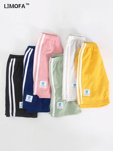 Shorts LJMOFA Girl Boy Summer Multicolor Fashion Comfortable Breathable Stripe Sport Child Casual Pants for Kids D315 230613