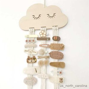 Garden Decorations Nordic Wood Cloud Baby Hair Clip Holder Princess Girls Hairpin Hairband Lagring Jewelry Organizer Wall Decor Craft R230613