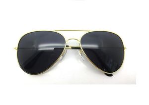 Klassische Piloten-Sonnenbrille für Herren und Damen, Metall, Goldrahmen, Glas, Schwarz, Linsengröße 58 mm, 62 mm, geeignet für Strandfahrten, Angeln mit Zubehör