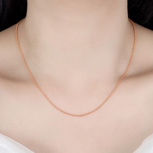 Äkta 925 Sterling Silver Jewelry Chains Halsband Rose Gold Link Chain Halsband Clasps Tag Snake Cross Box Beads Trevlig Choker Chain 45cm