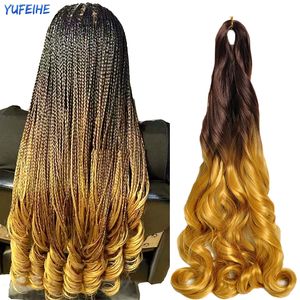 Volumes de cabelo ondulado francês em espiral encaracolado crochê trançado cabelo sintético ondulado solto extensões de cabelo afro de alta temperatura para mulheres 230613