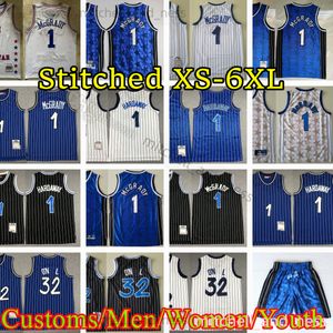 Mitchell ve Ness Penny 1 Hardaway Forması Özel XS-6XL Retro Dikiş Basketbol Formaları 1 Tracy 32 Shaquille McGrady Black Blue White 1993-94 2003-04 Şort