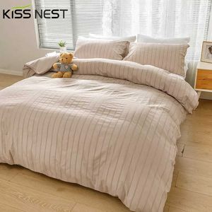 Bedding sets Simple Luxury Pure Color Seersucker Fabric 23 Sets Of Comforter Bedding SetNordic Bed Cover 150Duvet Cover 200x200For Bedroom Z0612