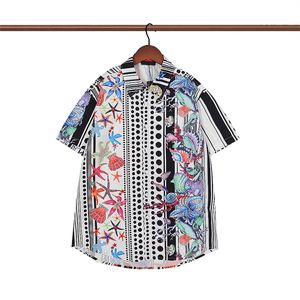 남성 패션 플라워 호랑이 인쇄 셔츠 캐주얼 버튼 아래로 짧은 소매 하와이 셔츠 정장 여름 해변 디자이너 드레스 셔츠 M-3XL QQW9