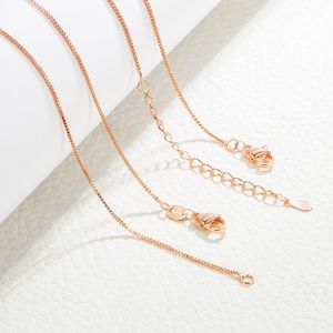 18" Genuine 925 Sterling Silver Jewelry Chains Necklace Rose Gold Link Chain Necklace Clasps Tag Snake Cross Box Choker Chain