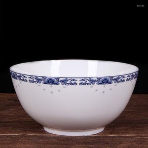 ボウル5/7/8インチラーメンボウルJingdezhen Bone China Rice Chinese Ceramic Soup Saladミキシングブルーと白の磁器の食器