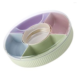 Set di stoviglie Contenitori da dessert in plastica Coperchio della scatola del vano Servizio Piatto da frutta da tavolo Snack essiccato 26,5x26,5 cm Porzione colorata