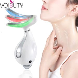 Face Massager 3 Colors LED Pon Therapy Heating Double Chin Removal Massager Face Neck Wrinkle Remover Skin Lifting Tighten Beauty Care Tool 230612