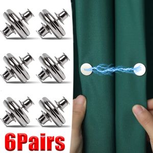 Curtain Poles 6Pairs Magnetic Button Room Accessories Nail Free Window Screen Decorative Adjustment Magnet Detachable Buckle 230613