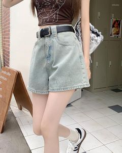 Women's Shorts S-XL 2Colors Women's Letter Mini Denim Short High Waist Female Casual Summer Ladies Blue Jeans For Womens(L60051