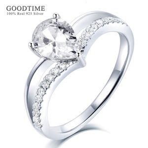 حلقة Solitaire رنين الفاخرة للنساء 100 ٪ 925 الجنيه الاسترليني Silverdrop Zirconia الزفاف خواتم الزفاف ملحقات المجوهرات للحفلة 230612