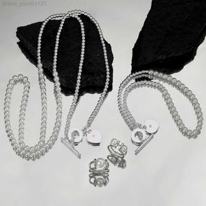 925 Sterling Silver Fashion Pearl Armband Halsband Ring Ljus lyxtillbehör Gratis frakt årsdag födelsedagspresent