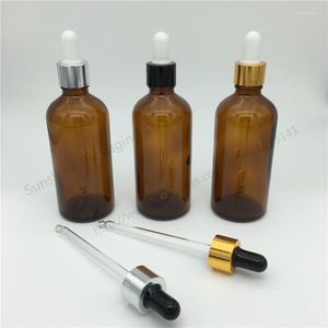 Storage Bottles 10 Pcs/Lot 100ML Amber Glass Reagent Liquid Pipette Bottle Eye Dropper Drop Empty