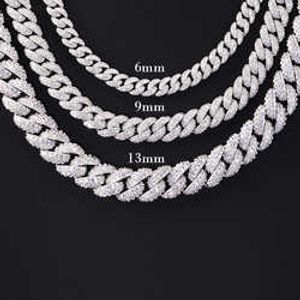 colar cadeia de moissanita Chain Full Out Chain Cuba 2rows 925 Cadeia de Link Cuba de Prata Solífica Hip Hop