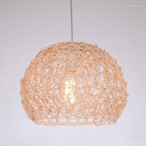 Lampade a sospensione Bamboo Rattan Lustre Lights Lampada intrecciata Soggiorno sferico creativo Illuminazione industriale Camera da letto