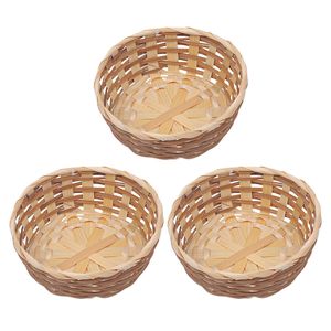 Storage Baskets Basket Fruit Woven Serving Wicker Container Rattan Bread Tray Snack Bowl Round Bamboo Decorative Rustic 230613