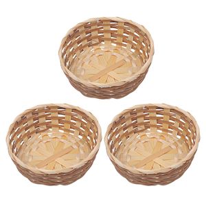 Cestini portaoggetti Cesto portafrutta intrecciato Contenitore in vimini Vassoio per il pane in rattan Ciotola per spuntini Bambù rotondo Decorativo Rustico 230613