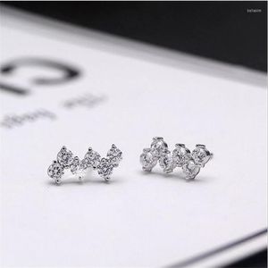 Stud Earrings Beautiful Exquisite Wavy Silver Plated Jewelry Geometric Flash Crystal Temperament Women SE926