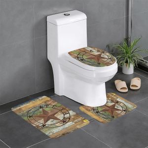 Paspaslar 3 adet Set Bath Mat Texas Yıldızı Rustik Flanel Banyo Haluru Banyo Aksesuarları Makine Yıkanabilir U Şekerli Küvet Halı