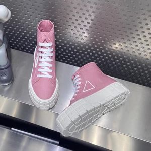 high quality 2024 new triangular lace-up platform sponge cake high-top shoes women's canvas sports casual shoes increase biscuit shoes