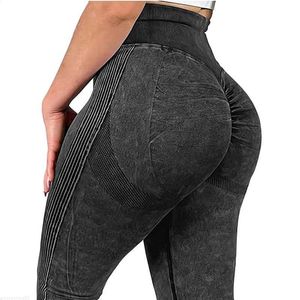 Kvinnors leggings Vital sömlösa leggings för kvinnor Fake Jeans Fitness Legging Push Up High Stretch Sport Leggins Booty Gym Legins Women Dropship