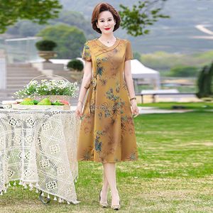 Ethnic Clothing 2023 Chiffon Dress Chinese Style Women Summer Improved Cheongsam Short Sleeved V-neck Retro Elegant Qipao