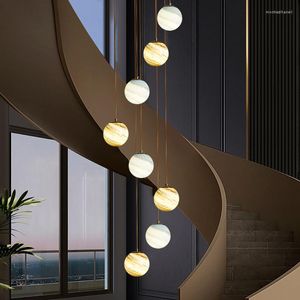 Pendant Lamps Planet Glass Lampshade Lights Modern Dining Room Bar Bedside Stairwell For Ceiling Entrance Light Fixture