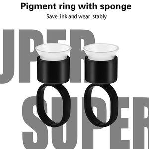 Acensores KZBOY 100pcs/bolsa semi -maquiagem de maquiagem Microblading Ring Sponge Cup com pacote individual estéril para suporte para tinta