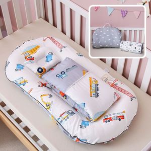 Bettgitter, 3-teiliges tragbares Babybett mit Kissen, Steppdecke, Kinderbett-Bettwäsche-Set für Babys, geboren, Nest, Säugling, Schlafen, Reisebetten, Stubenwagen, Stoßstange 230612