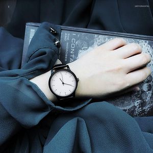 腕時計2023ギフトenmex wristwatchブラックレディーwtah本物の革張りウォッチバックとホワイトフェイスブリーフカジュアルクォーツファッション