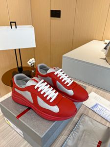 2023SS New Men's America's Cup XL Leather Sneakers عالية الجودة من الجلود أحذية رياضية مسطحة مسطحة من الدانتيل الأسود