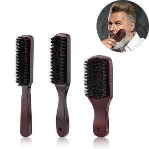 Wood Handle Boar Bristle Cleaning Brush Hairdressing Men Beard Brush Anti Static Barber Hair Styling Comb Shaving Tools
