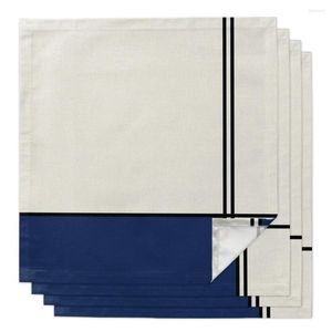 Tisch Serviette Navy Blue Blue abstrakte geometrische Kunsttuch Servietten Küche Abendtücher Teokunstdesign Hochzeitsdekorationen