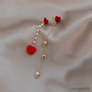 Delicate Asymetric Heart Love Modeling Pendant Ear Line for Women Long Tassel Drop Earrings Fashion Party Jewelry Gifts R230613