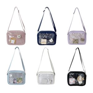 Mochilas Femininas Menina Bolsa de Couro PU Transparente PVC Ombro Mensageiro Estilo JK Bolsa Tiracolo Satchel Tote Purse 230613