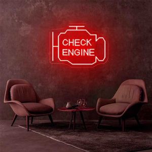 LED-Leuchtreklame Check Engine Neonschild LED-Licht Auto-Raum-Reparaturwerkstatt-Dekor Bar Club Leuchtende Atmosphärenlampe USB R230613