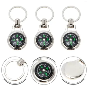 Keychains 3 Pcs Compass Keychain Alloy Ring Bag Decoration Gift Car Charm Keyring Zinc Pendant Work