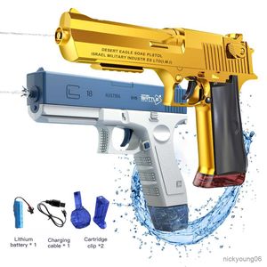 Sand Play Water Fun New Electric Gun Desert Eagle stor kapacitet Automatisk Pistol Summer Pool Beach Outdoor Toy Gift for Boys R230613