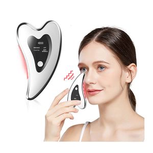 Face Massager Neck Lifting Scraping Board Heating Tool Skin Tighten Wrinkle Removal Vibration Gua Sha 230612