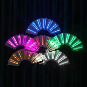 LED Neon Sign Luminous Folding Hand Fan Led Play Fan Colorful Hand Held Abanico Led Fans for Neon Lights Decoration Night Club R230613