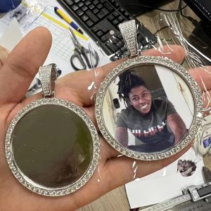 Przeszedł test Sier Full Moissanite DIY Niestandardowe zdjęcie Medaliony Naszyjnik z 24 -cali stalowy łańcuch liny dla mężczyzn Kobiety miły prezent