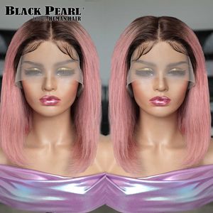 Lace Wigs Black Pearl Brazilian Bob Wig Lace Front Human Hair Wigs Short Colored Human Hair Wigs Pink Wig Dark Root 613 Blond Lace Wig Z0613