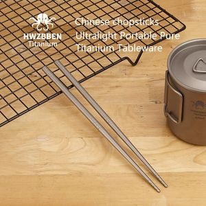 Chopsticks Outdoor Solid Pure Titanium Home Round Chinese Camping Supplies Portable Table Borskning Köksredskap Picknickbestick