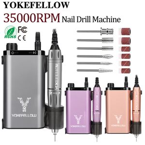 Nail Art Kits 35000RPM Professional Drill Machine For Acrylic Gel Polish Rechargeable Nails Sander With HD Display Salon Tools 230613